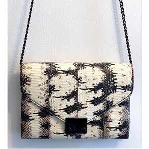 Loeffler Randall snake-effect leather crossbody bag